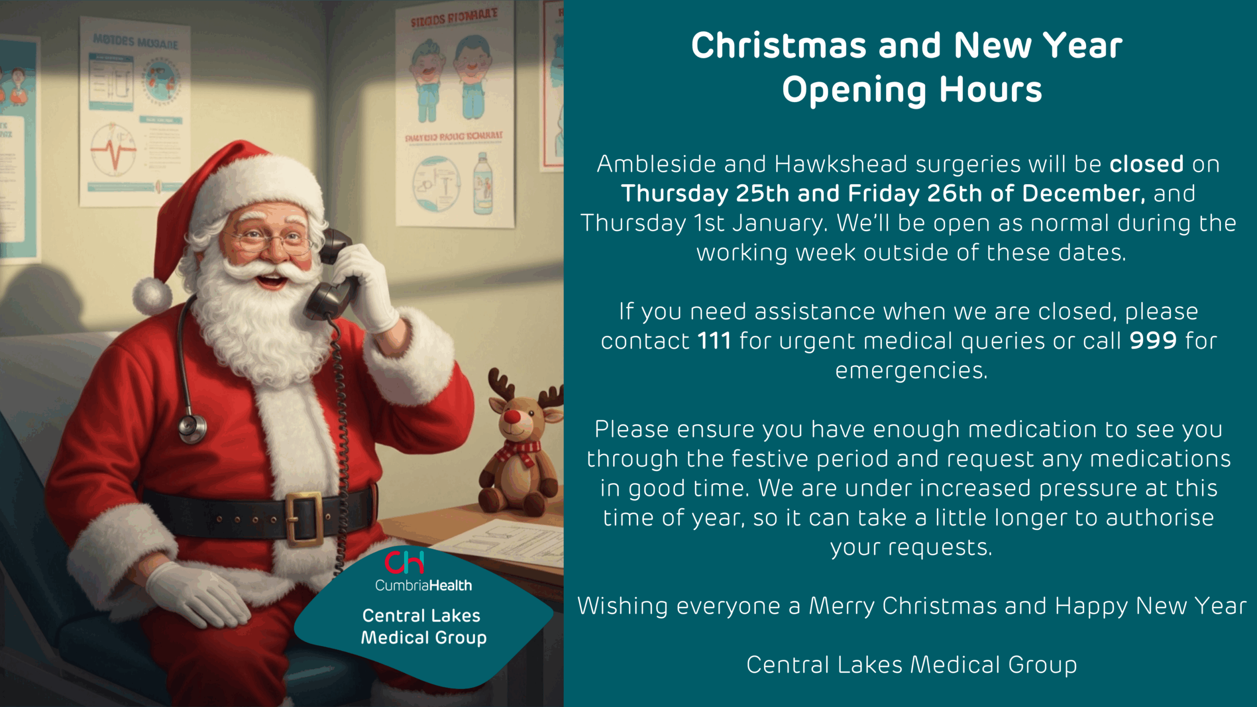 Christmas and New Year Opening Hours